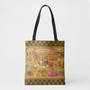 Tote Bag Carte Fantaisiste des Aventures d'Alice au Pays de