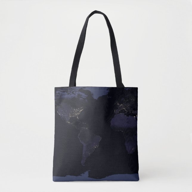 Tote Bag Carte globale La ville de la Terre s'illumine la n (Devant)