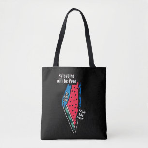 Tote Bag carte graphique de la pastèque palestine colorée