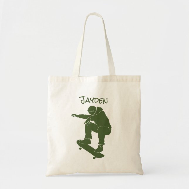 Tote Bag Carte graphique personnalisée du Skateboarder vert (Devant)