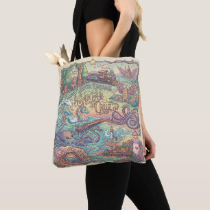 Tote Bag Carte illustrée de Santa Cruz en Californie représ