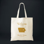 Tote Bag Carte Iowa Mariage Accueil Sac, Hôtes, Gold<br><div class="desc">Un sac cadeau de bienvenue mariage pour les clients extérieurs à la ville à votre mariage,  avec l'image de l'Iowa. Remplissez fourre-tout avec vos goodies favoris.</div>