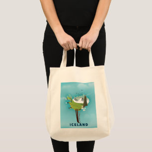 Tote Bag Carte Islande Illustration affiche de voyage.