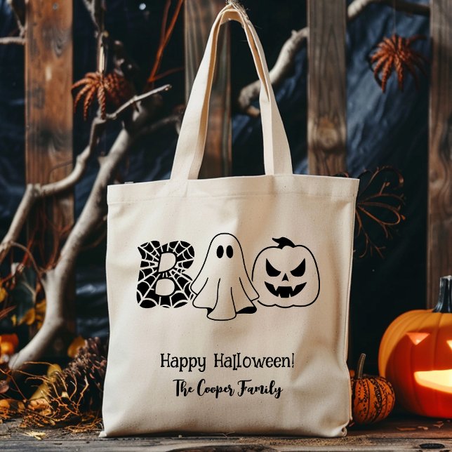 Tote Bag Carte ou traitement personnalisé Famille Boo Hallo (Créateur téléchargé)