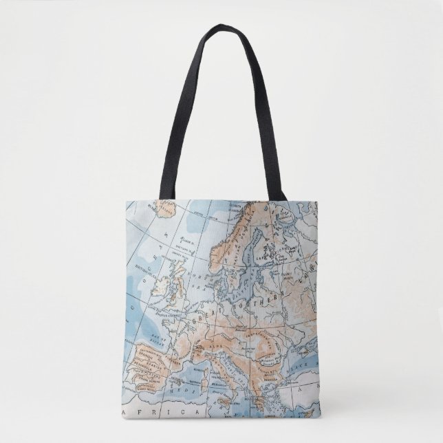 Tote Bag Carte physique de l'Europe (1916) (Devant)