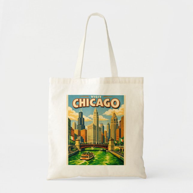Tote Bag Carte postale de la Saint-Patrick de la rivière Ch (Devant)
