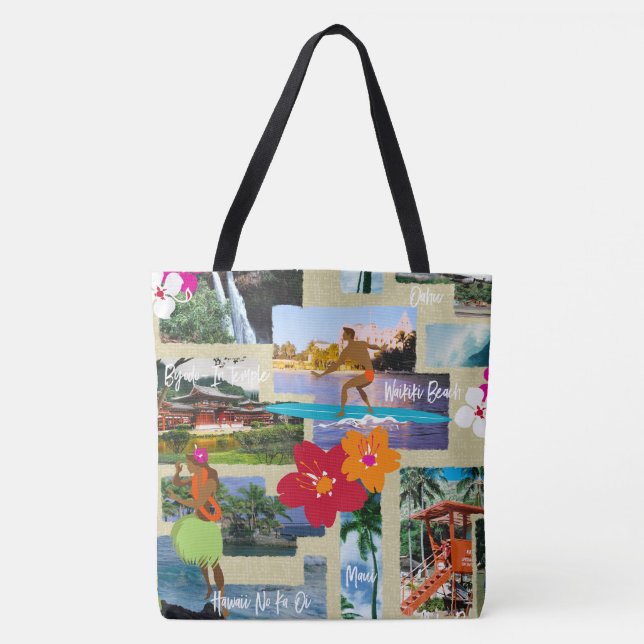 Tote Bag Carte postale Vintage Hawaïenne Aloha Paradise (Devant)