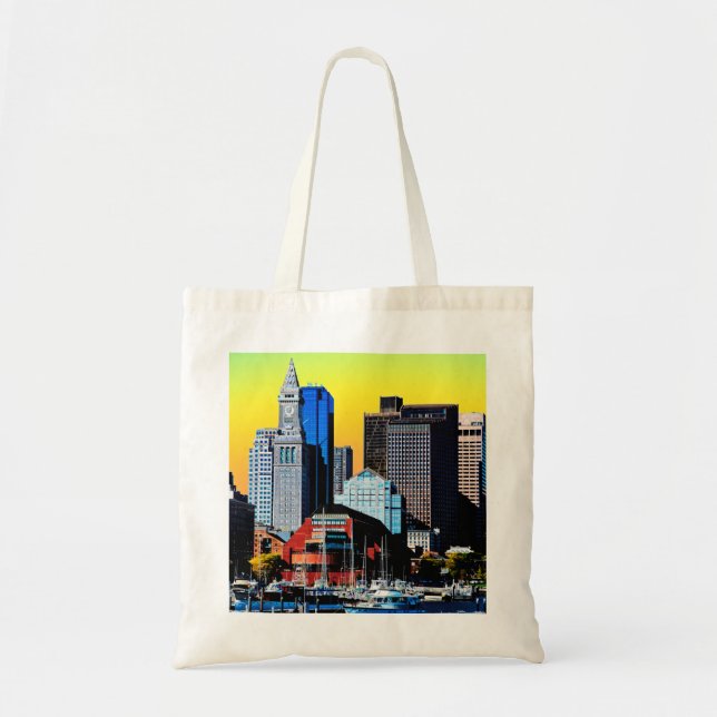 Tote Bag Carte Poster Custom House Boston USA (Devant)