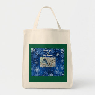Tote Bag Carte pour notes Snowy Bluebird