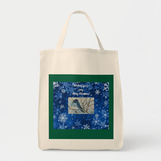 Tote Bag Carte pour notes Snowy Bluebird (Devant)
