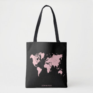 Tote Bag Carte rose et noire