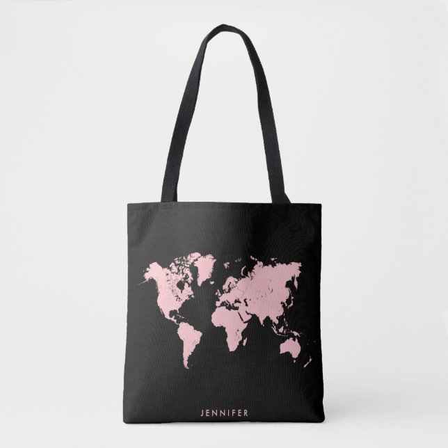 Tote Bag Carte rose et noire (Devant)