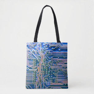 Tote Bag Carte routière, ordinateur, bleu, condensateur, pu