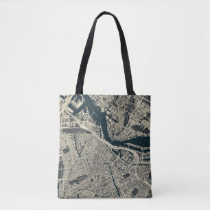 Tote Bag Carte vintage Amsterdam : Rétro minimaliste