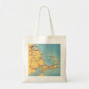 Tote Bag Carte vintage de Boston Cape Cod