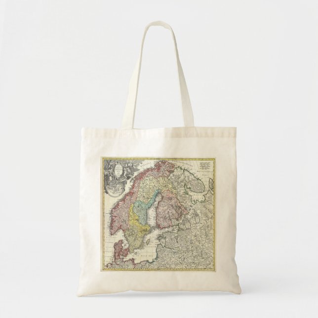 Tote Bag Carte vintage de Scandinavie (Devant)