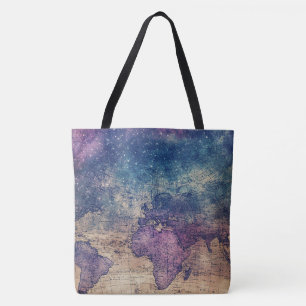 Tote Bag Carte vintage du monde céleste pourpre (13)