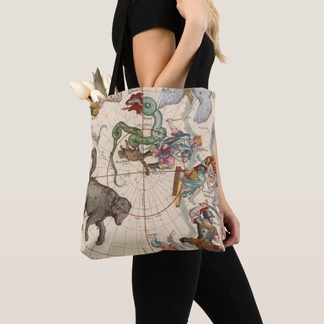 Tote Bag Carte vintage du pôle Nord (De près)