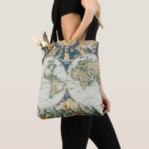 Tote Bag Carte vintage du Vieux Monde par Pieter Goos, 1666