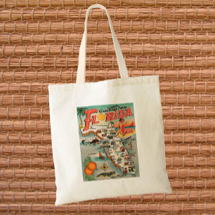 Tote Bag Carte vintage Floride attractions