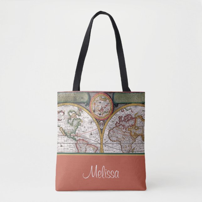 Tote Bag Carte vintage | personnalisé (Devant)