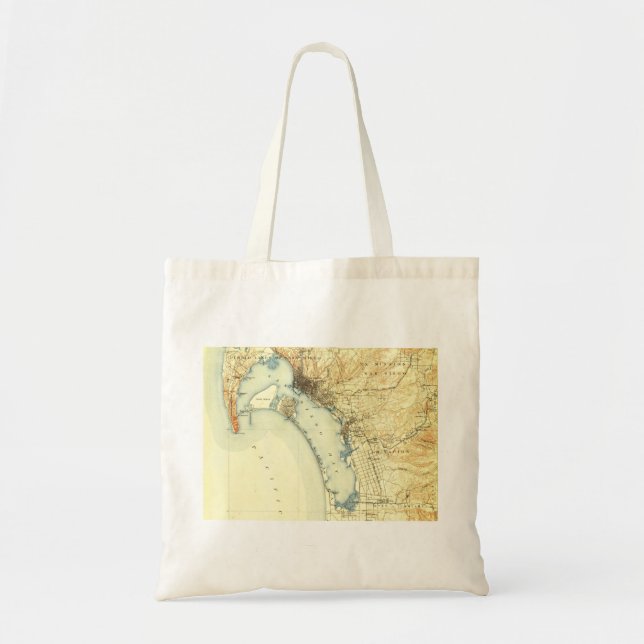 Tote Bag Carte Vintage San Diego (Devant)
