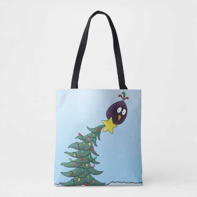 Tote Bag Cartographie Oiseau Noël étoile Arbre de Noël (Devant)