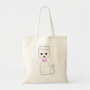 Tote Bag Carton de chat blanc mignon