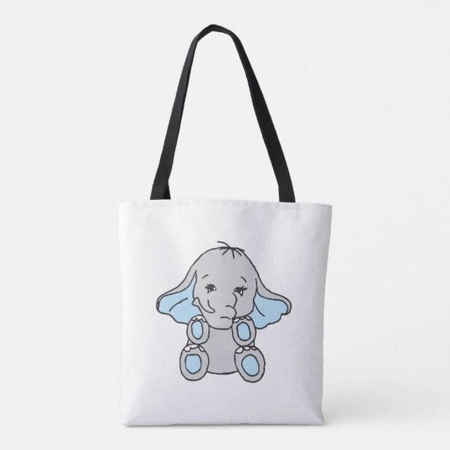 Tote Bag Carton d'éléphant Motif dessiné à la main bleue (Dos)