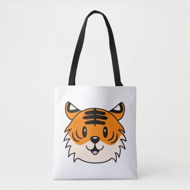 Tote Bag Carton doux et souriant tigre (Devant)