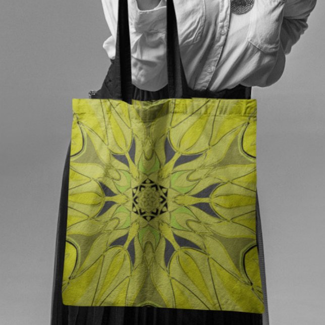 Tote Bag Carton Mandala Flower Green (Créateur téléchargé)