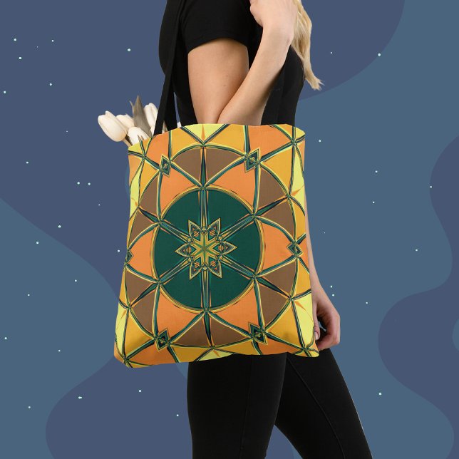 Tote Bag Carton Mandala jaune orange et vert (Créateur téléchargé)