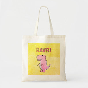 Tote Bag Carton rose Mignonne Et En Colère T-Rex Vieux Papi