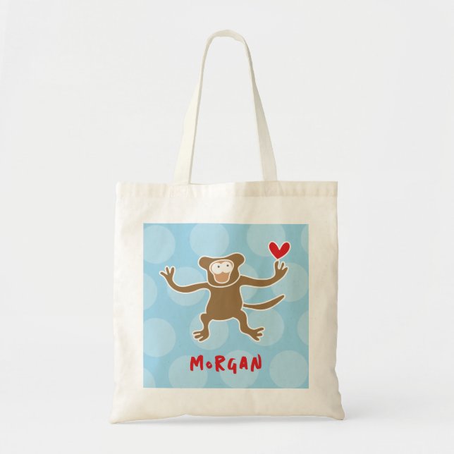 Tote Bag Cartoon Brown Singe Aimer Points Amusants Garçon E (Devant)