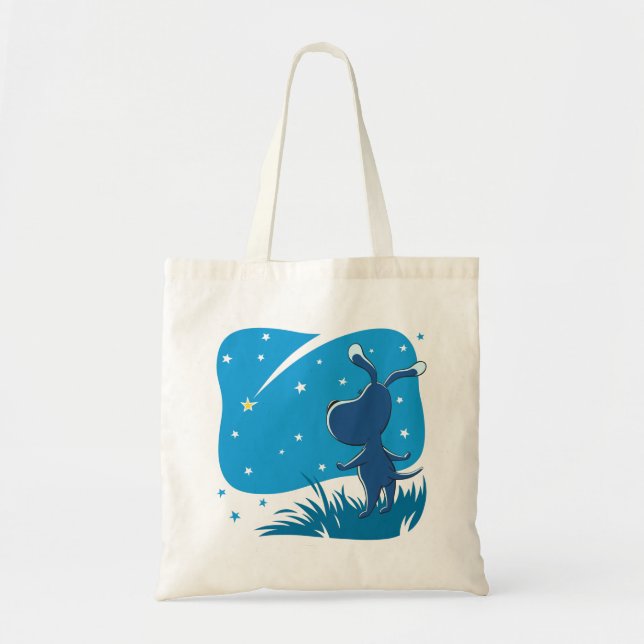 Tote Bag Cartoon Chien Chien Chiot Tir Star Ciel bleu (Devant)