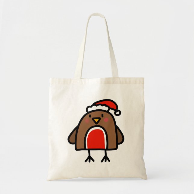 Tote Bag Cartoon de Noël Robin Doodle (Devant)
