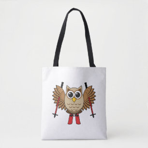 Tote Bag Cartoon de ski de Chouette