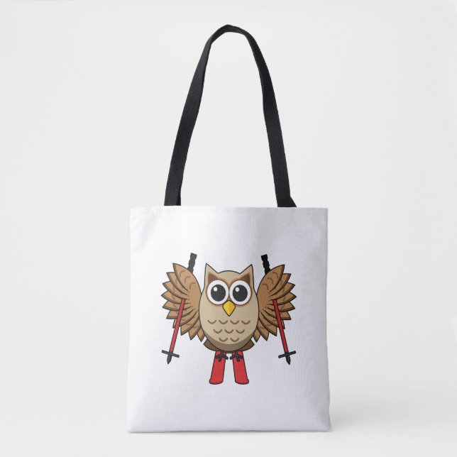 Tote Bag Cartoon de ski de Chouette (Devant)