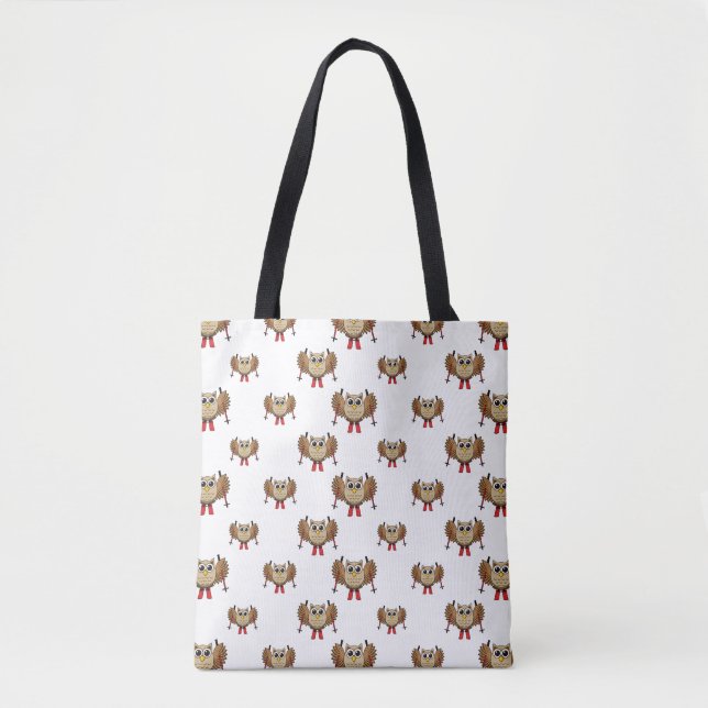 Tote Bag Cartoon de ski de Chouette (Devant)