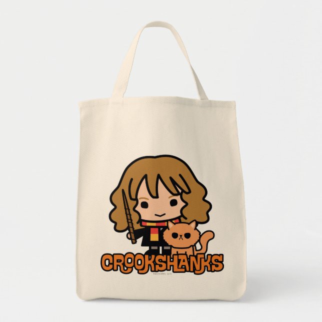 Tote Bag Cartoon Hermione and Crookshanks (Devant)
