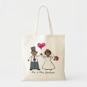 Tote Bag Cartoon Mariage mariée et mariée Fuchsia Coeur