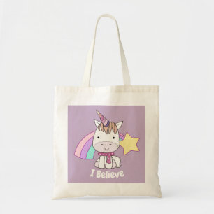 Tote Bag Cartoon mignon bébé licorne et arc-en-ciel