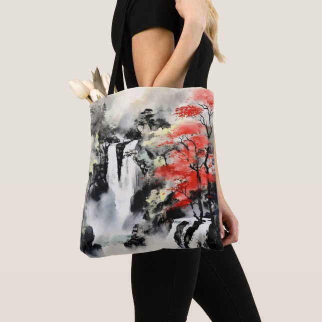 Tote Bag Cascade et peinture à l'encre d'érable (De près)