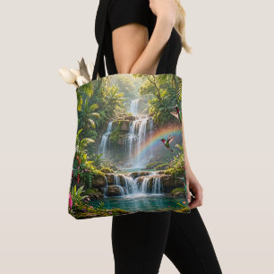 Tote Bag Cascades Arc-en-ciel Colibris Cachette Tropicale