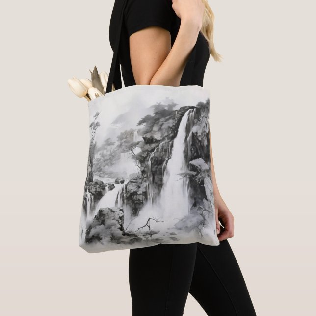 Tote Bag Cascades Peinture à l'encre (De près)