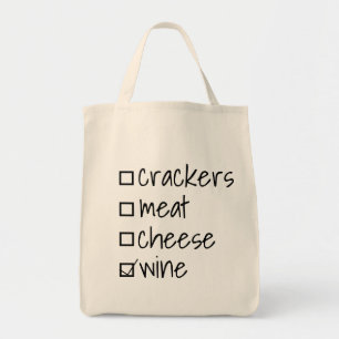 Tote Bag Case à cocher Charcuterie Vin Cute
