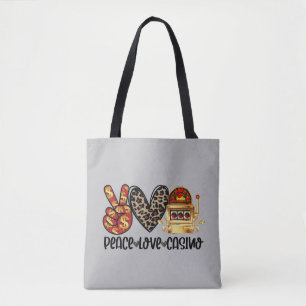 Tote Bag Casino Peace Love sur Grey