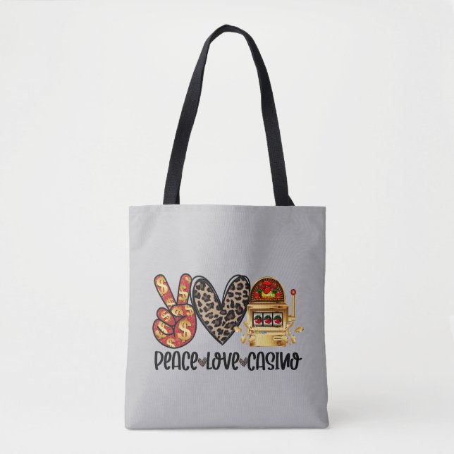 Tote Bag Casino Peace Love sur Grey (Devant)