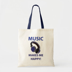 Tote Bag Casque audio musical La musique me rend heureuse 