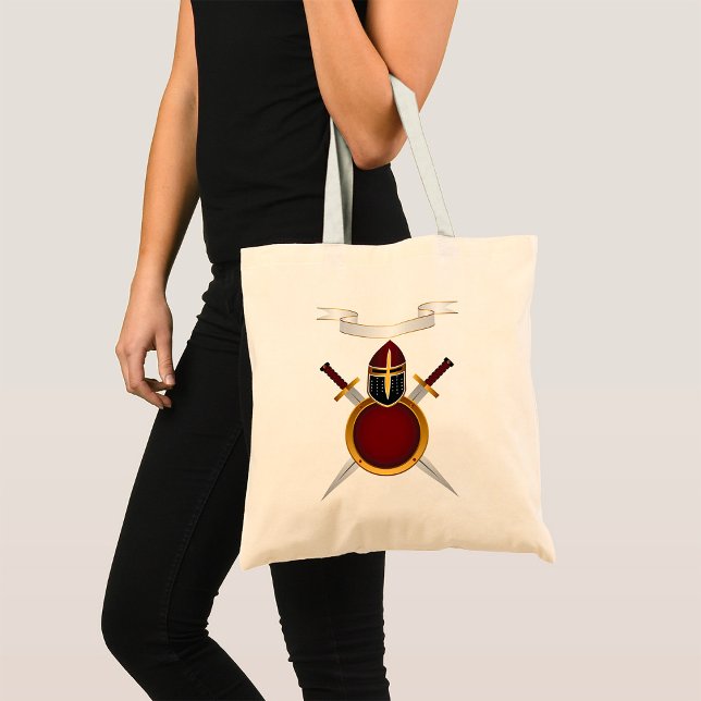 Tote Bag Casque Chevalier Médiéval Crest Bouclier des épées (Créateur téléchargé)